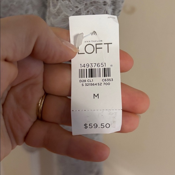 LOFT Lace Overlay Gray Tank Top - Picture 3 of 6